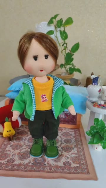 عروسک پارچهای خنگول دختر ۴۰ سانتی | دستدوز با کفش چرم طبیعی