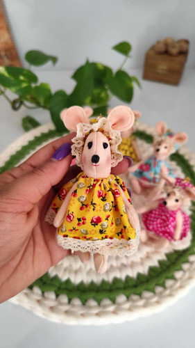 پاسوییچی موش پارچهای ۱۰ سانتی | عروسک دستدوز فانتزی و بامزه