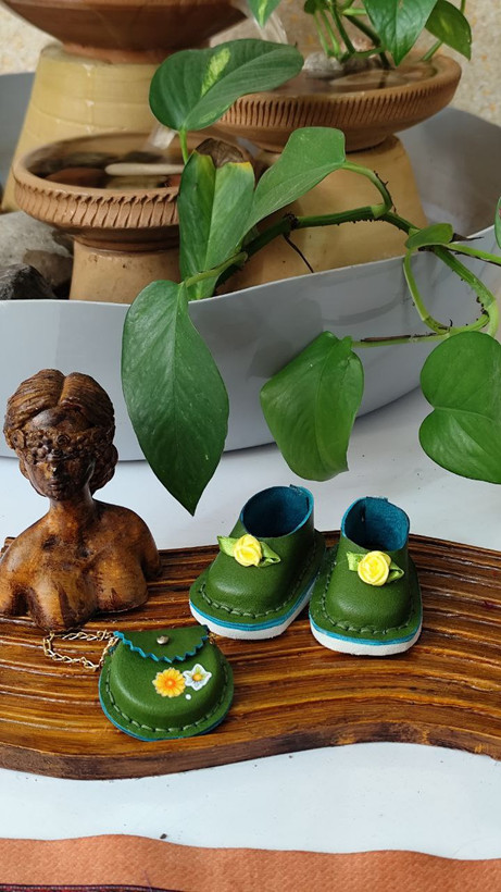 عروسک پارچهای خنگول دختر ۴۰ سانتی | دستدوز با کفش چرم طبیعی