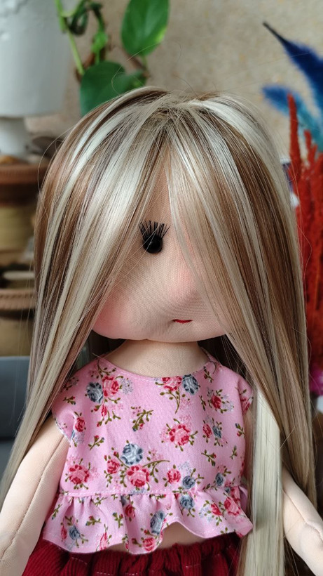 عروسک پارچهای خنگول دختر ۴۰ سانتی | دستدوز با کفش چرم طبیعی