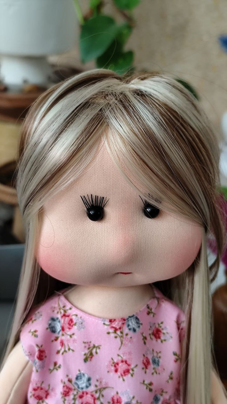 عروسک پارچهای خنگول دختر ۴۰ سانتی | دستدوز با کفش چرم طبیعی