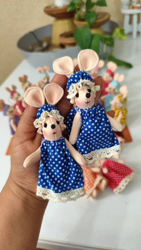 پاسوییچی موش پارچهای ۱۰ سانتی | عروسک دستدوز فانتزی و بامزه