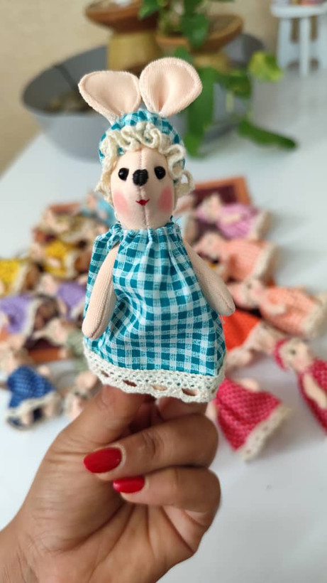 پاسوییچی موش پارچهای ۱۰ سانتی | عروسک دستدوز فانتزی و بامزه