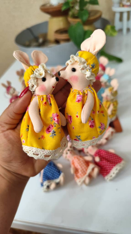 پاسوییچی موش پارچهای ۱۰ سانتی | عروسک دستدوز فانتزی و بامزه