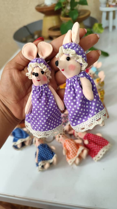 پاسوییچی موش پارچهای ۱۰ سانتی | عروسک دستدوز فانتزی و بامزه