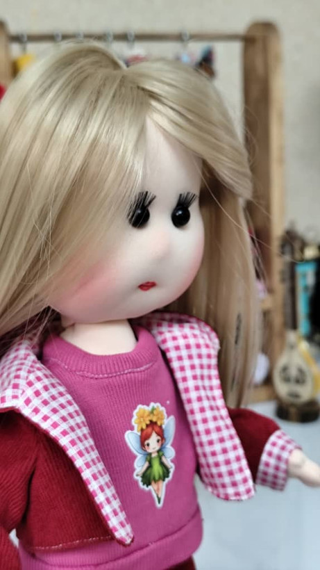 عروسک پارچهای خنگول دختر ۴۰ سانتی | دستدوز با کفش چرم طبیعی