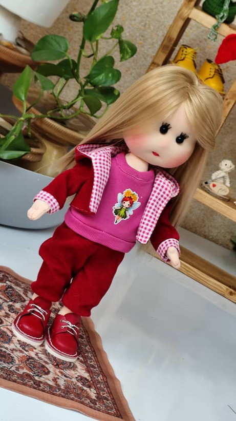 عروسک پارچهای خنگول دختر ۴۰ سانتی | دستدوز با کفش چرم طبیعی