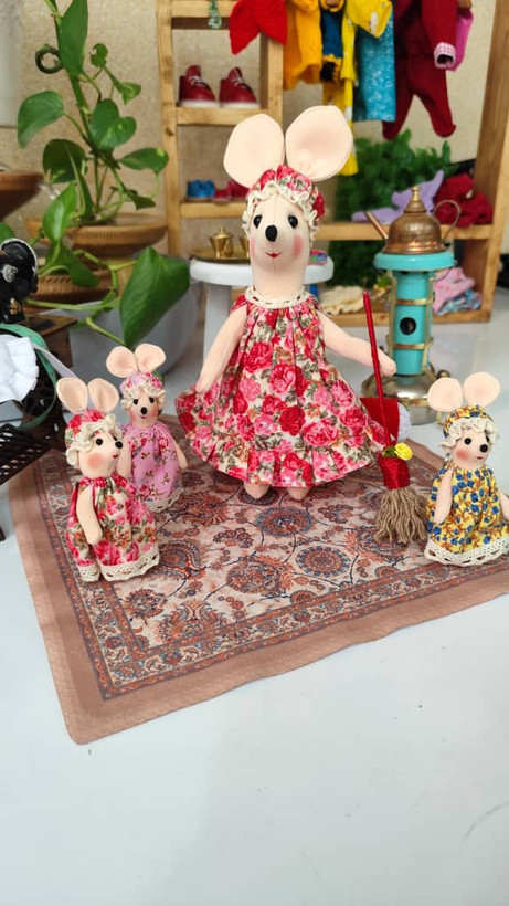 پاسوییچی موش پارچهای ۱۰ سانتی | عروسک دستدوز فانتزی و بامزه