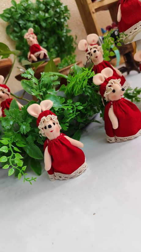 عروسک پارچهای موش پاسوییچی ۱۰ سانتی | دستدوز فانتزی و رنگارنگ