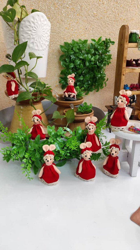 عروسک پارچهای موش پاسوییچی ۱۰ سانتی | دستدوز فانتزی و رنگارنگ