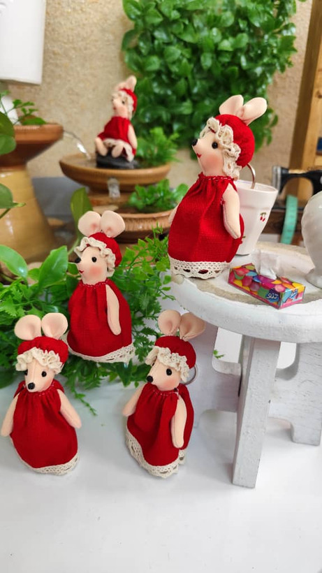 عروسک پارچهای موش پاسوییچی ۱۰ سانتی | دستدوز فانتزی و رنگارنگ