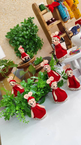 عروسک پارچهای موش پاسوییچی ۱۰ سانتی | دستدوز فانتزی و رنگارنگ