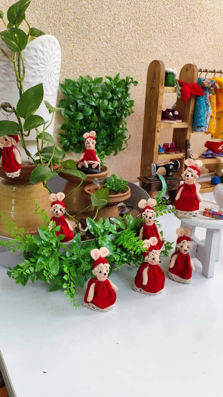 عروسک پارچهای موش پاسوییچی ۱۰ سانتی | دستدوز فانتزی و رنگارنگ