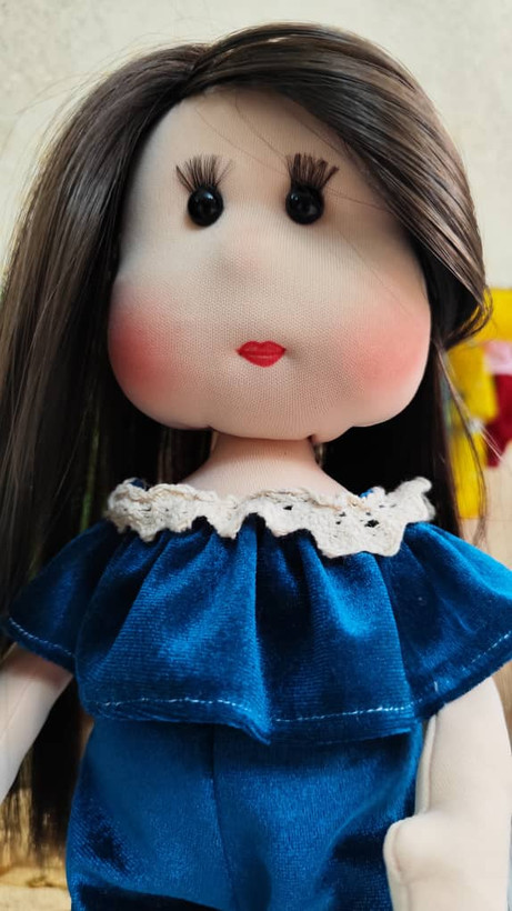 عروسک پارچهای خنگول دختر ۴۰ سانتی | کفش چرم طبیعی و دستدوز