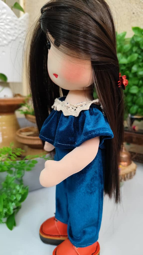 عروسک پارچهای خنگول دختر ۴۰ سانتی | کفش چرم طبیعی و دستدوز