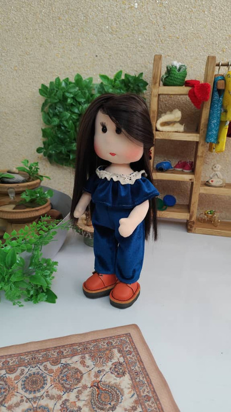 عروسک پارچهای خنگول دختر ۴۰ سانتی | کفش چرم طبیعی و دستدوز