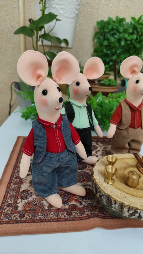 عروسک پارچهای موش پدر دستدوز ۲۵ سانتی | عروسک فانتزی و دکوری