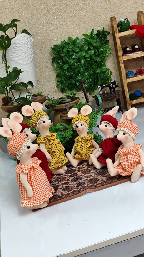 عروسک پارچهای موش پاسوییچی ۱۰ سانتی | دستدوز فانتزی و رنگارنگ