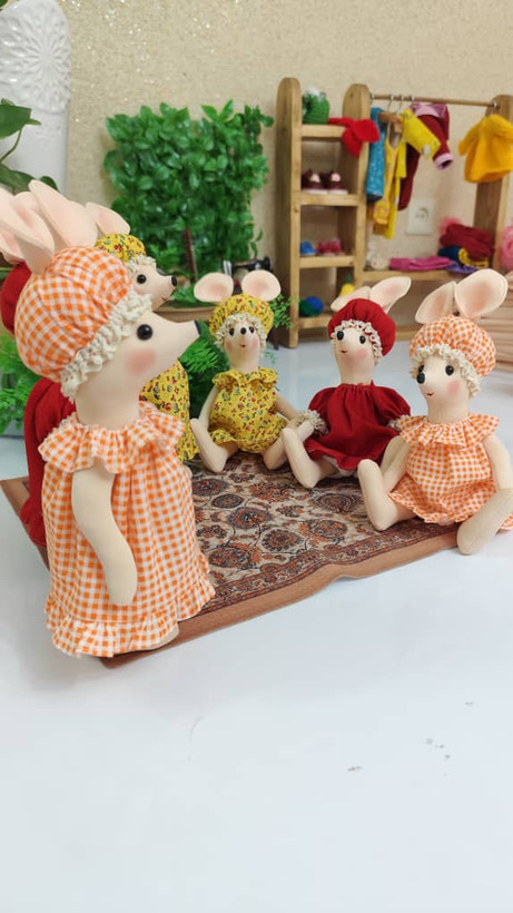 عروسک پارچهای موش پاسوییچی ۱۰ سانتی | دستدوز فانتزی و رنگارنگ