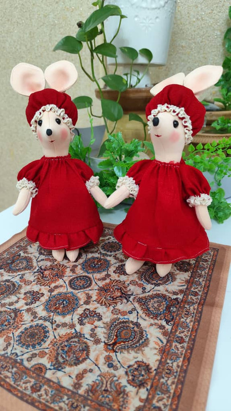 عروسک پارچهای موش پاسوییچی ۱۰ سانتی | دستدوز فانتزی و رنگارنگ