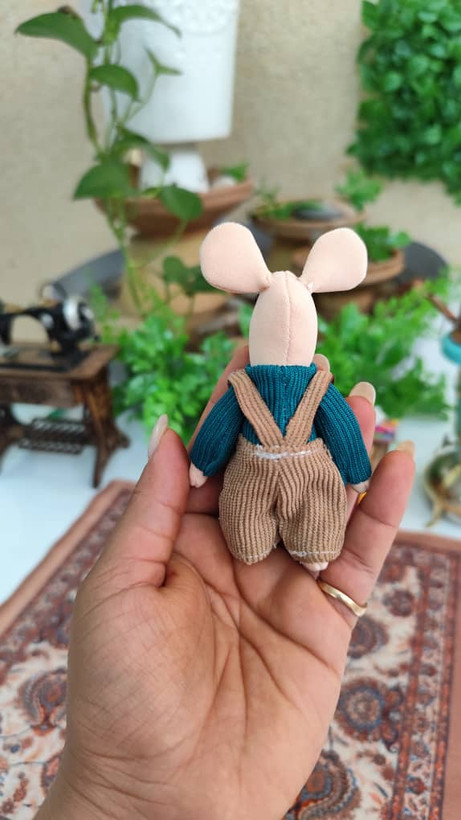 عروسک پارچهای موش پاسوییچی ۱۰ سانتی | دستدوز فانتزی و رنگارنگ