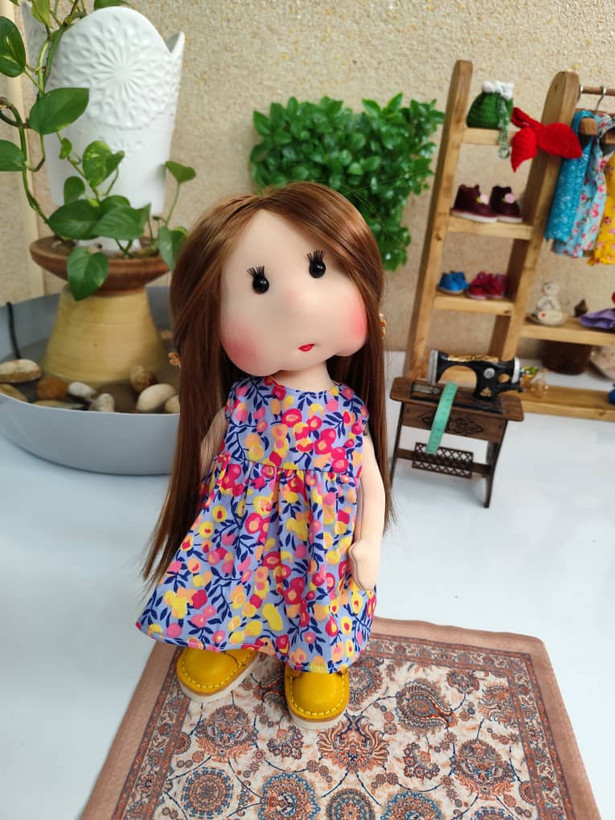 عروسک پارچهای خنگول دختر دستدوز ۴۰ سانتی