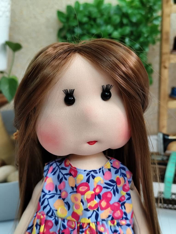 عروسک پارچهای خنگول دختر دستدوز ۴۰ سانتی