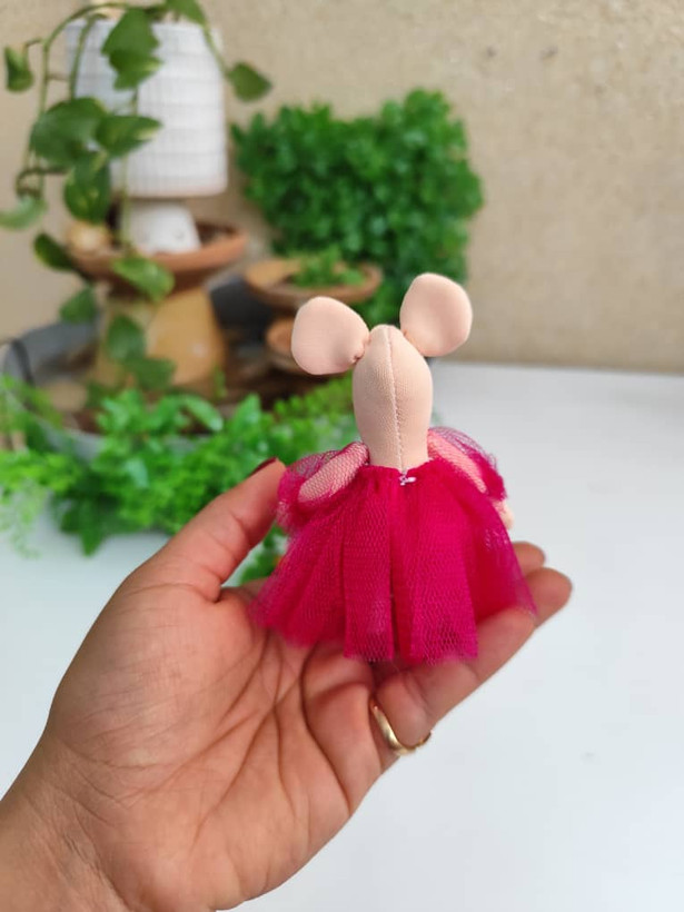 عروسک پارچهای موش پاسوییچی ۱۰ سانتی | دستدوز فانتزی و رنگارنگ