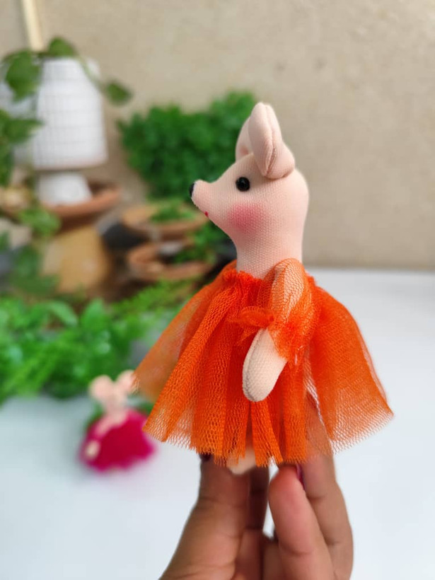 عروسک پارچهای موش پاسوییچی ۱۰ سانتی | دستدوز فانتزی و رنگارنگ