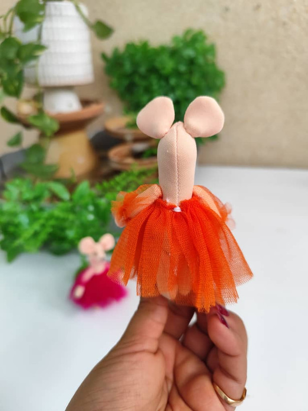 عروسک پارچهای موش پاسوییچی ۱۰ سانتی | دستدوز فانتزی و رنگارنگ