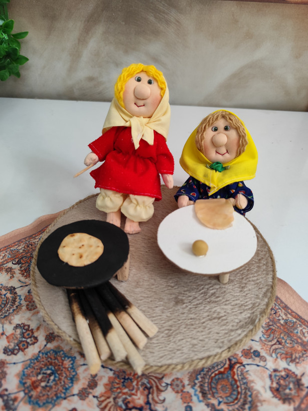 ست عروسک پارچهای نانپز کوچولو | دستدوز با اجاق و وسایل آشپزی