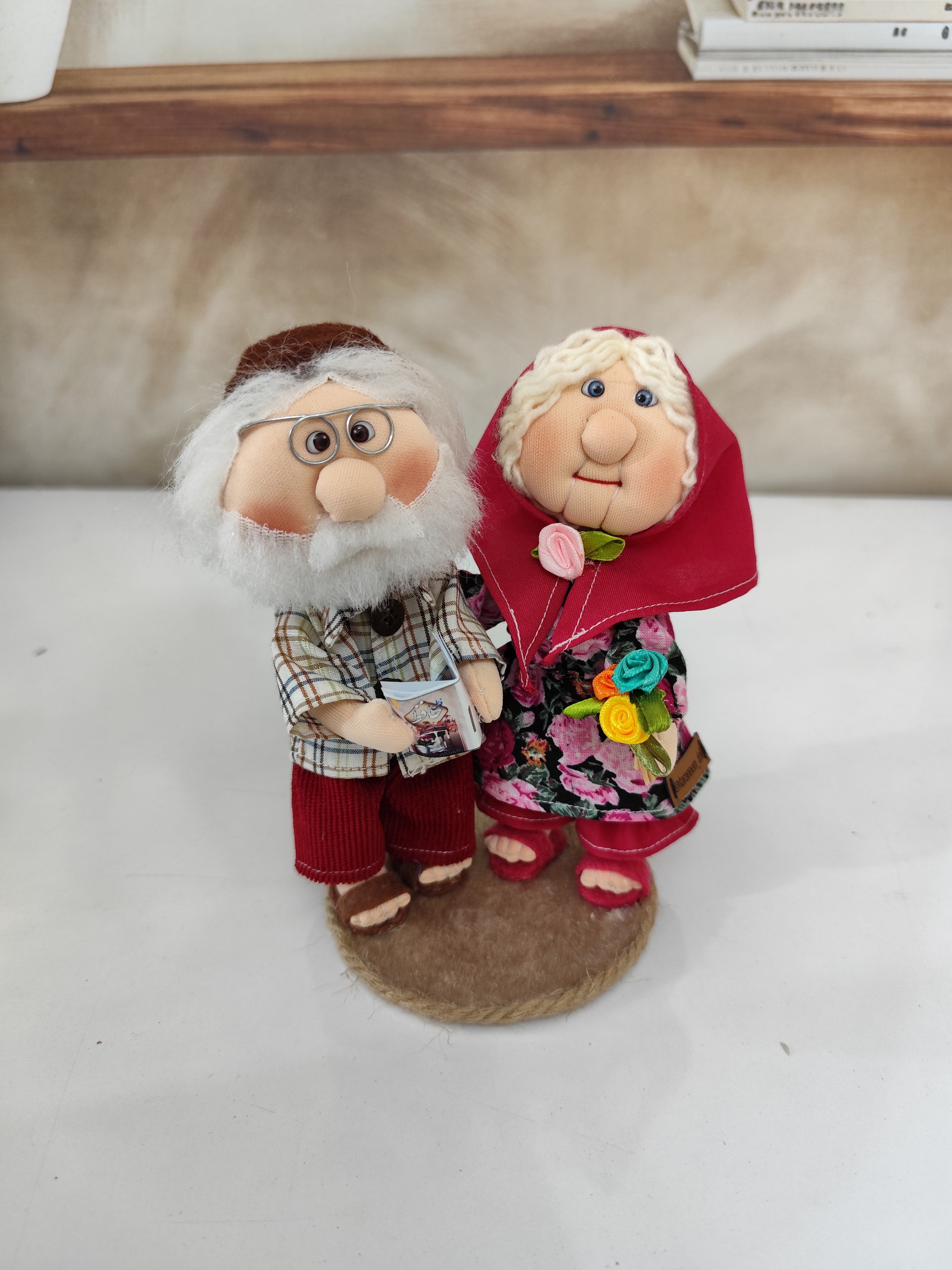 عروسک زوج آقاجون و ننه جون ۱۵سانتی.زوج سنتی